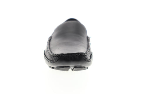 Izod Burney 630230 Mens Black Leather Slip On Moccasin Loafers Shoes