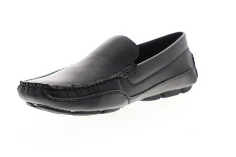Izod Burney 630230 Mens Black Leather Slip On Moccasin Loafers Shoes