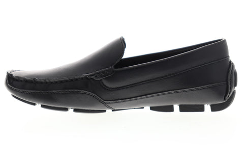 Izod Burney 630230 Mens Black Leather Slip On Moccasin Loafers Shoes