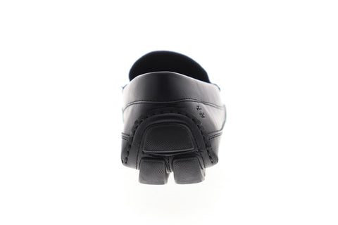 Izod Burney 630230 Mens Black Leather Slip On Moccasin Loafers Shoes