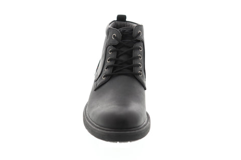 Izod Neal Mens Black Leather Casual Dress Lace Up Boots Shoes