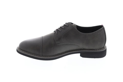 Izod Ike Mens Gray Leather Casual Dress Lace Up Oxfords Shoes