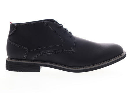 Izod Inwood 630251 Mens Black Leather Mid Top Lace Up Chukkas Boots