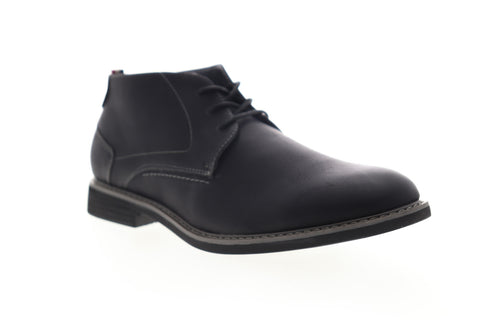 Izod Inwood 630251 Mens Black Leather Mid Top Lace Up Chukkas Boots