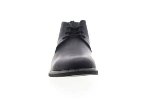 Izod Inwood 630251 Mens Black Leather Mid Top Lace Up Chukkas Boots