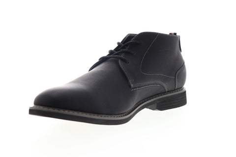 Izod Inwood 630251 Mens Black Leather Mid Top Lace Up Chukkas Boots