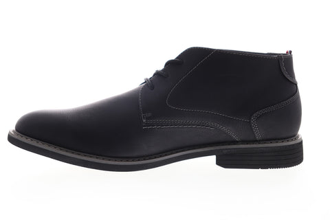 Izod Inwood 630251 Mens Black Leather Mid Top Lace Up Chukkas Boots