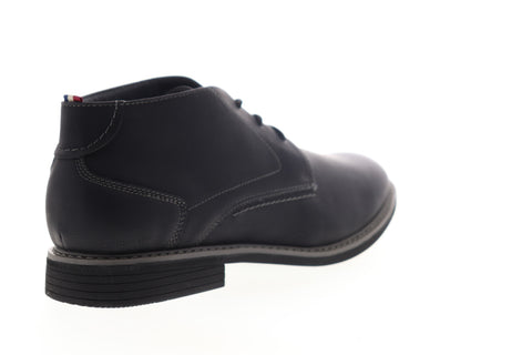 Izod Inwood 630251 Mens Black Leather Mid Top Lace Up Chukkas Boots