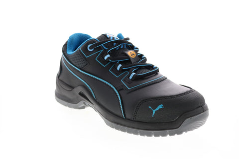 Puma Niobe Blue Low 644125 Womens Black Leather Lace Up Work Boots