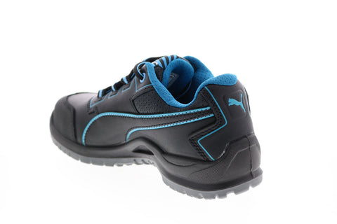 Puma Niobe Blue Low 644125 Womens Black Leather Lace Up Work Boots