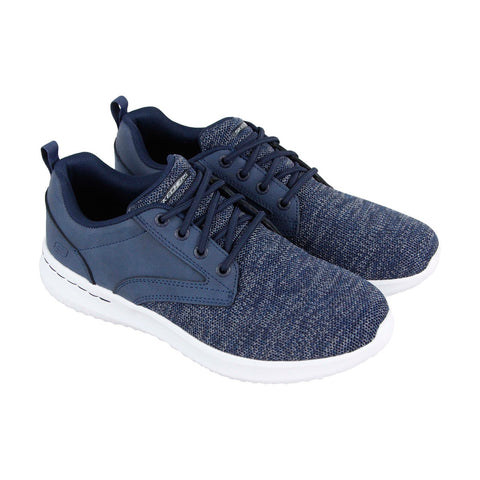 Skechers Delson Fonzo 65641 Mens Blue Canvas Lace Up Lifestyle Sneakers Shoes