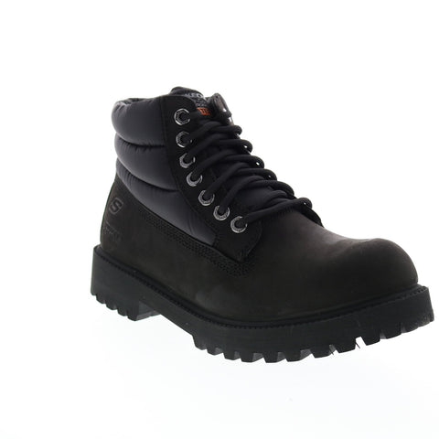 Skechers Sergeants Verno 65838 Mens Black Leather Lace Up Lace Up Boots