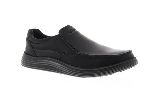 Skechers Status 2.0 Narber Mens Black Leather Casual Dress Loafers Shoes