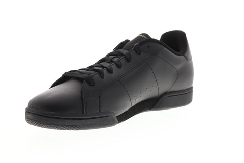 Reebok Npc II Mens Black Leather Low Top Lace Up Sneakers Shoes