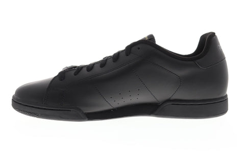 Reebok Npc II Mens Black Leather Low Top Lace Up Sneakers Shoes