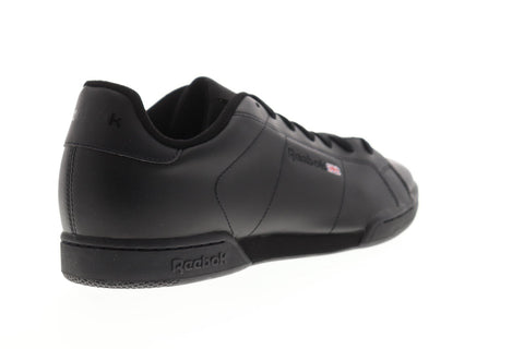 Reebok Npc II Mens Black Leather Low Top Lace Up Sneakers Shoes