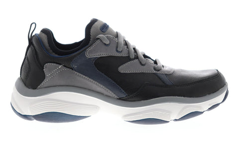 Skechers Rubble Kelton 68699 Mens Black Leather Casual Fashion Sneakers Shoes