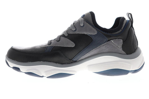 Skechers Rubble Kelton 68699 Mens Black Leather Casual Fashion Sneakers Shoes