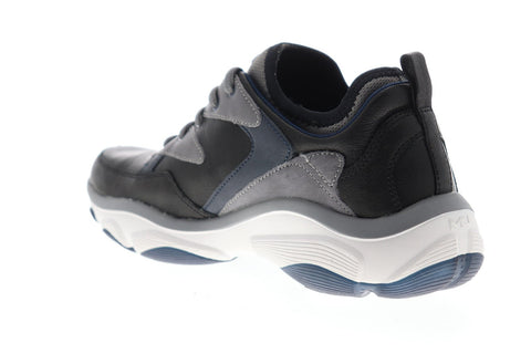 Skechers Rubble Kelton 68699 Mens Black Leather Casual Fashion Sneakers Shoes