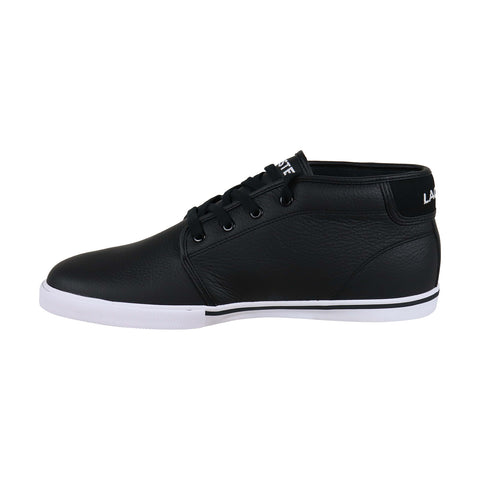Lacoste Ampthill Lcr3 Mens Black Leather Low Top Lace Up Sneakers Shoes