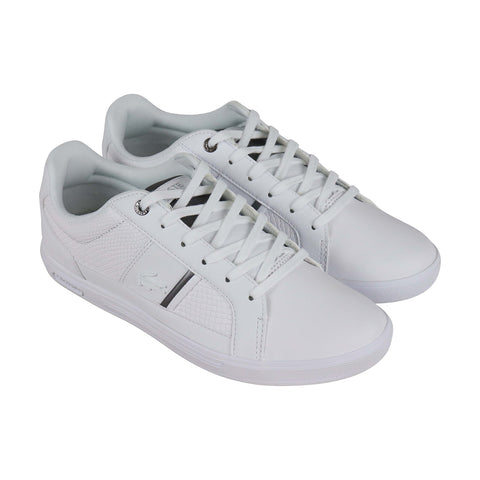 Lacoste Europa 417 1 Sp Mens White Leather Low Top Lace Up Sneakers Shoes