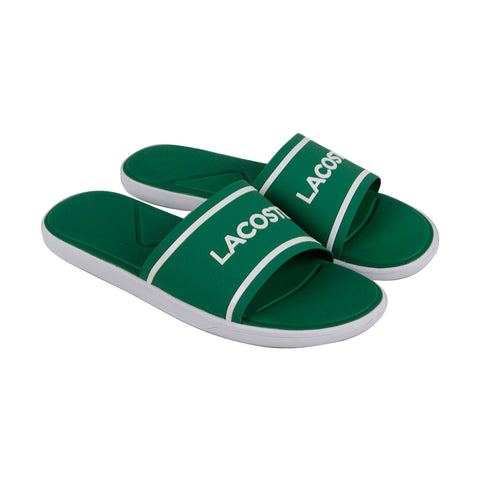 Lacoste L.30 Slides 118 3 Cam Mens Green Leather Slip On Sandals Shoes