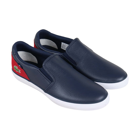 Lacoste Jouer Slip 318 Mens Blue Leather Slip On Sneakers Shoes