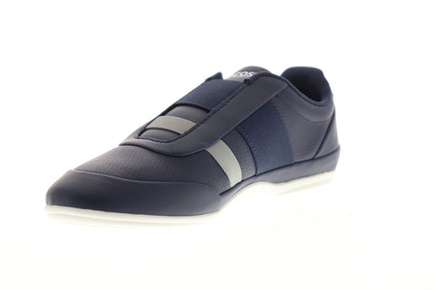 Lacoste Misano Elastic Mens Blue Leather Slip On Sneakers Shoes