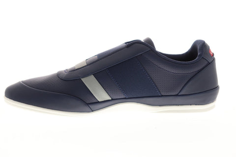 Lacoste Misano Elastic Mens Blue Leather Slip On Sneakers Shoes