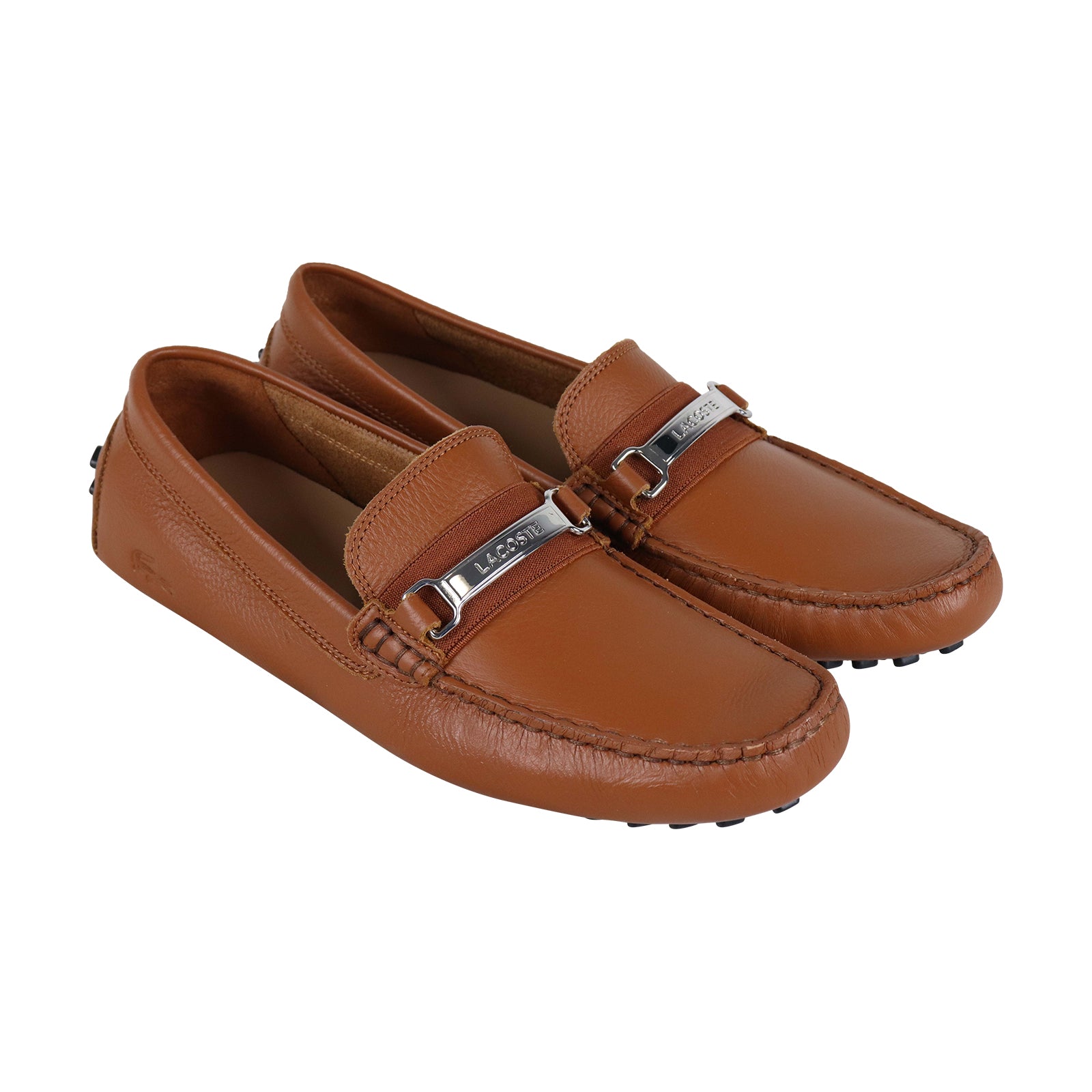 Lacoste Ansted 318 1 U Mens Tan Brown Leather Slip On Moccasin Loafers