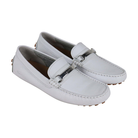 Lacoste Ansted 318 2 U Mens White Leather Casual Dress Loafers Shoes