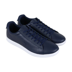 Lacoste Carnaby Evo 318 Mens Blue Leather Low Top Lace Up Sneakers Shoes