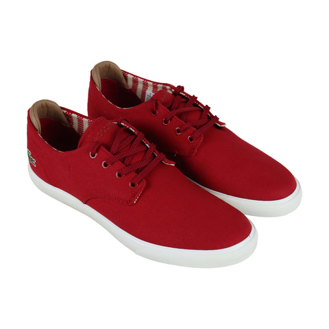 Lacoste Esparre 219 1 Cma Mens Red Canvas Low Top Lace Up Sneakers Shoes