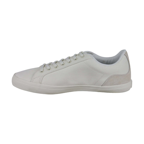 Lacoste Lerond 219 1 Cma Mens White Canvas Low Top Lace Up Sneakers Shoes