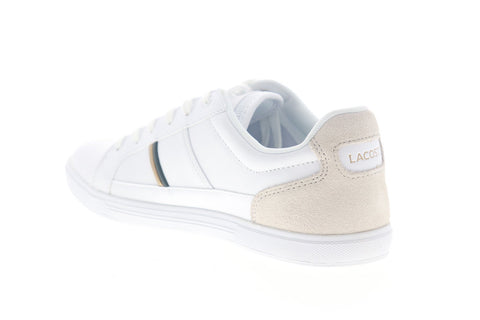 Lacoste Europa 319 1 SMA Mens White Leather Lace Up Low Top Sneakers Shoes