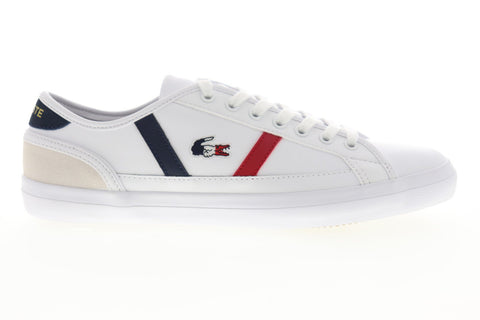 Lacoste Sideline Tri 1 CMA Mens White Leather Lace Up Low Top Sneakers Shoes