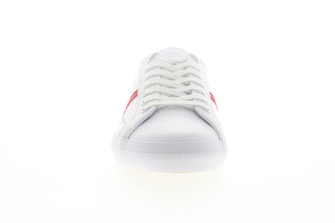 Lacoste Sideline Tri 1 CMA Mens White Leather Lace Up Low Top Sneakers Shoes