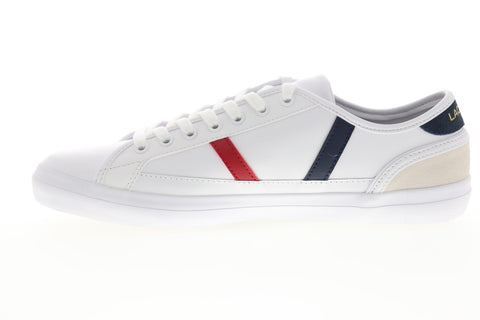Lacoste Sideline Tri 1 CMA Mens White Leather Lace Up Low Top Sneakers Shoes