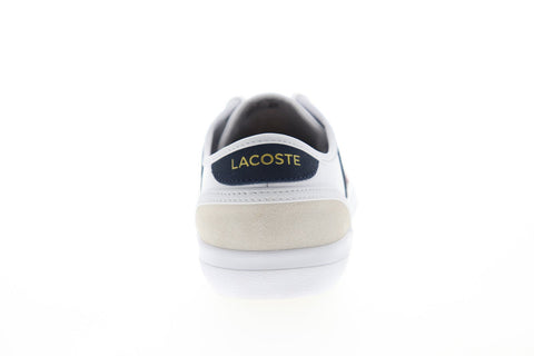 Lacoste Sideline Tri 1 CMA Mens White Leather Lace Up Low Top Sneakers Shoes