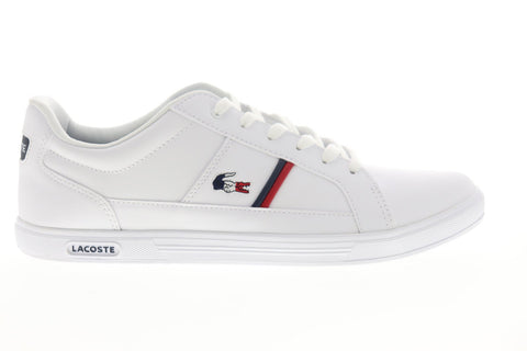 Lacoste Europa Tri 1 SMA Mens White Leather Lace Up Low Top Sneakers Shoes
