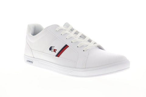 Lacoste Europa Tri 1 SMA Mens White Leather Lace Up Low Top Sneakers Shoes