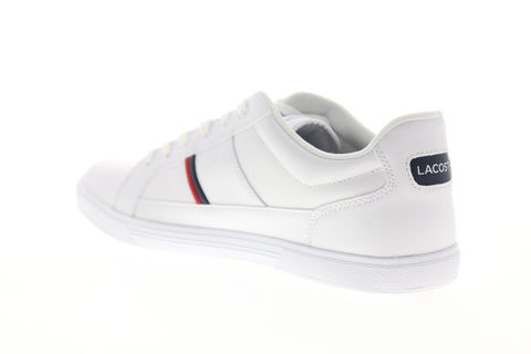 Lacoste Europa Tri 1 SMA Mens White Leather Lace Up Low Top Sneakers Shoes