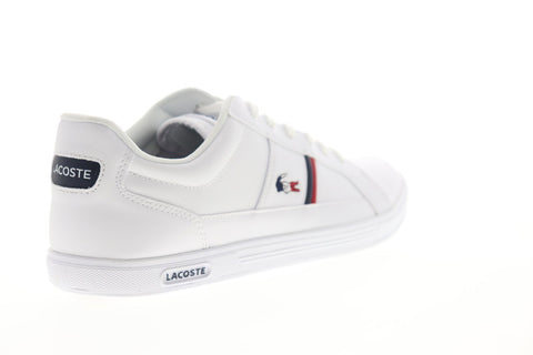 Lacoste Europa Tri 1 SMA Mens White Leather Lace Up Low Top Sneakers Shoes