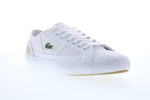 Lacoste Sideline 220 1 Mens White Canvas Lace Up Lifestyle Sneakers Shoes