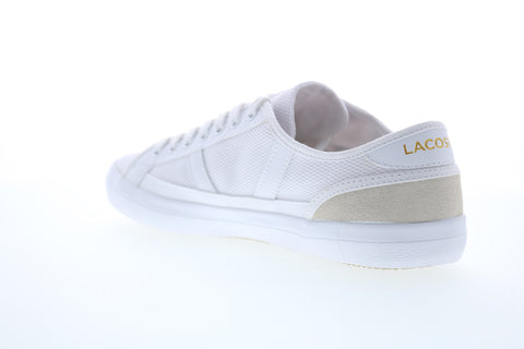 Lacoste Sideline 220 1 Mens White Canvas Lace Up Lifestyle Sneakers Shoes
