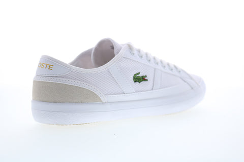 Lacoste Sideline 220 1 Mens White Canvas Lace Up Lifestyle Sneakers Shoes