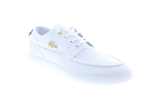 Lacoste Bayliss Deck 0721 1 Cma Mens White Leather Loafers & Slipn Ons Boat Shoes