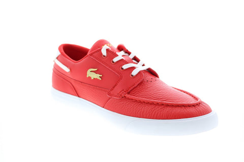 Lacoste Bayliss Deck 0921 1 Cma Mens Red Leather Loafers & Slipn Ons Boat Shoes