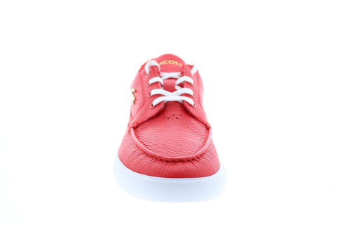 Lacoste Bayliss Deck 0921 1 Cma Mens Red Leather Loafers & Slipn Ons Boat Shoes