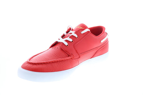 Lacoste Bayliss Deck 0921 1 Cma Mens Red Leather Loafers & Slipn Ons Boat Shoes